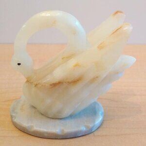 Vintage Stone Carved Swan Figurine Pen/Small Candle Holder